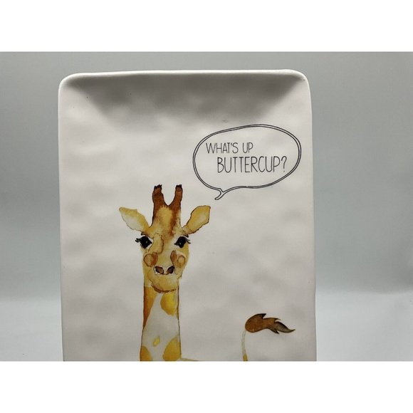 Pier 1 Giraffe Platter What's Up Buttercup Ironstone Bread Appetizers Cheese - Picture 7 of 16